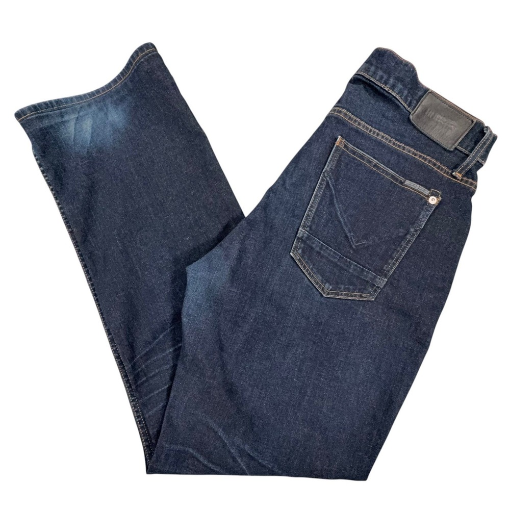 Hudson‎ Wilde Relax Straight Jeans Mens 34x32 Dark Blue Wash Stretch Denim